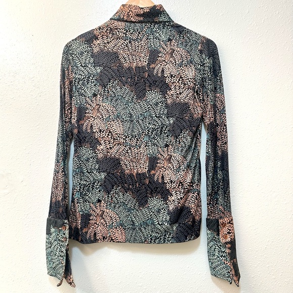 Rare Vintage 70s Disco Era Novelty Pattern Organic Fern Print Button Front Shirt - Picture 2 of 8